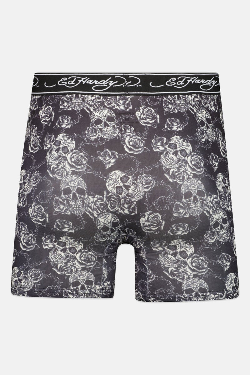 Ed Hardy Men 4Pcs Allover Print Boxer Briefs, Black Combo - Image 4