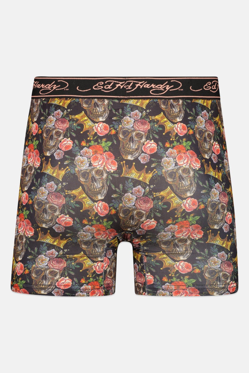 Ed Hardy Men 4Pcs Allover Print Boxer Briefs, Black Combo - Image 5