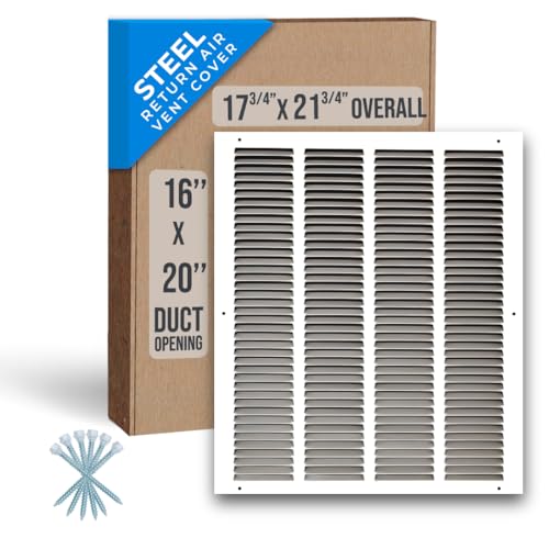 Handua Fits 16x20 Duct Opening | Steel Return Air Grille by Handua | Vent Cover Grill for Sidewall and Ceiling | White | HVAC Cold Air Intake Grille | Outer Dimensions: 17.75"W X 21.75"H - Image 1