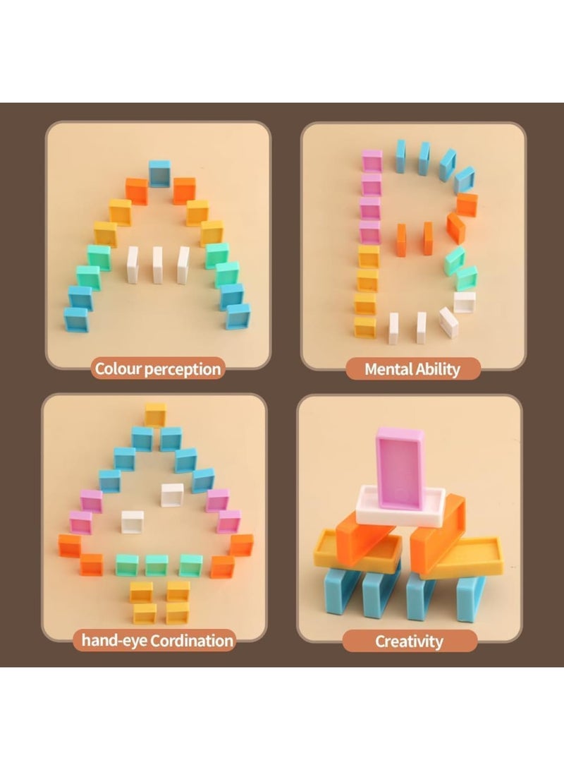 SYOSI Domino Train Toy, 200 Pcs Electric Domino Blocks Set with Airplane Rocket Launcher for Creative Kids Games, Educational Gift for Boys and Girls Ages 3-8 - Image 5