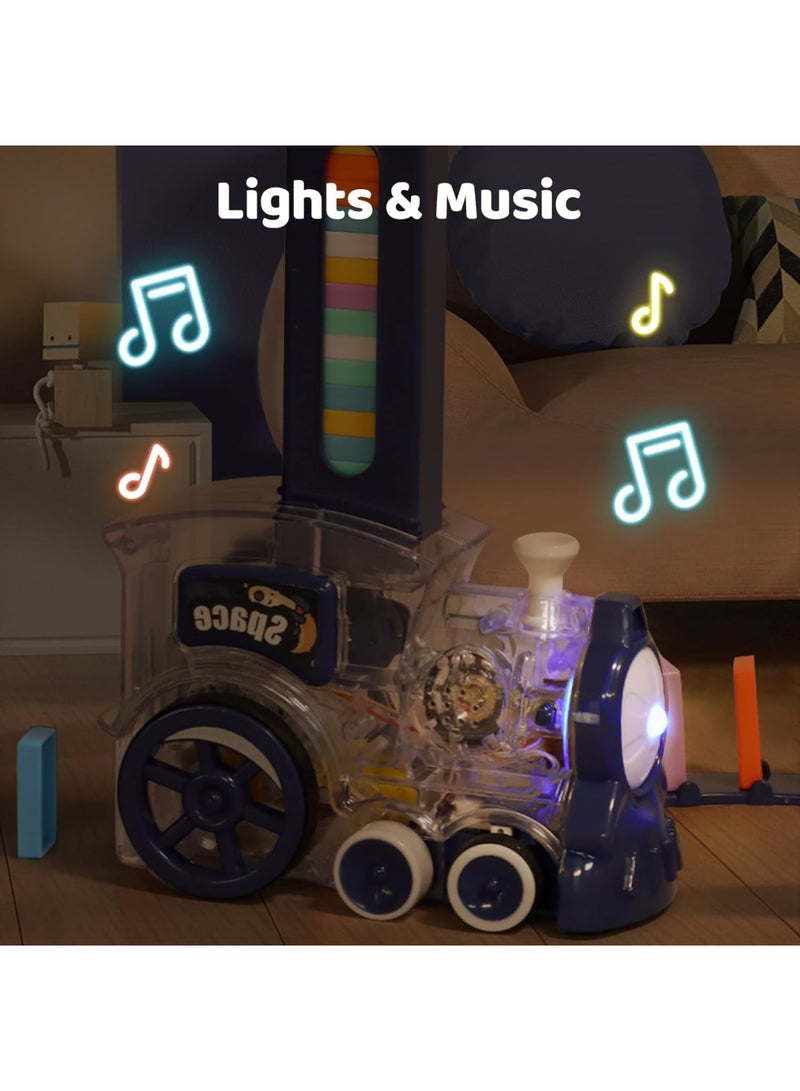 SYOSI Domino Train Toy, 200 Pcs Electric Domino Blocks Set with Airplane Rocket Launcher for Creative Kids Games, Educational Gift for Boys and Girls Ages 3-8 - Image 4