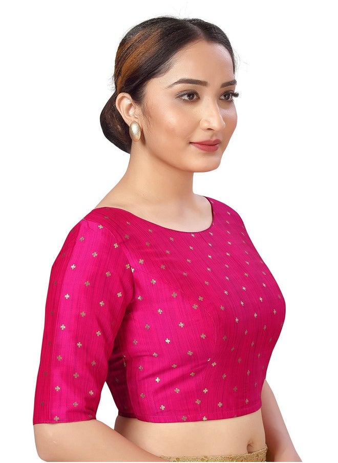 Studio Shringaar Women Silky Brocade Readymade Elbow Length Sleeves Saree Blouse(Rani, 38) - pzsku/ZC74B3C1732D424D5E2EFZ/45/_/1737806489/47693745-739f-4a5f-9ecb-8cc8cdae01c2