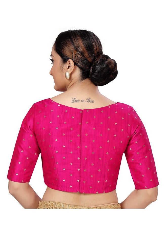 Studio Shringaar Women Silky Brocade Readymade Elbow Length Sleeves Saree Blouse(Rani, 38) - pzsku/ZC74B3C1732D424D5E2EFZ/45/_/1737806500/beb9e8fc-6034-448c-9c01-b911164843b2