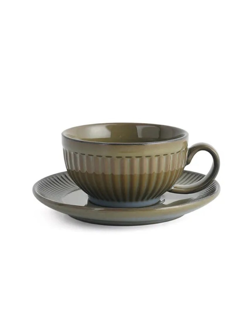 Qahwa Olive cup with saucer made of ceramic, perfect for enjoying hot drinks.  - Image 1