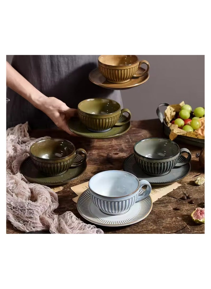 Qahwa Olive cup with saucer made of ceramic, perfect for enjoying hot drinks.  - Image 2