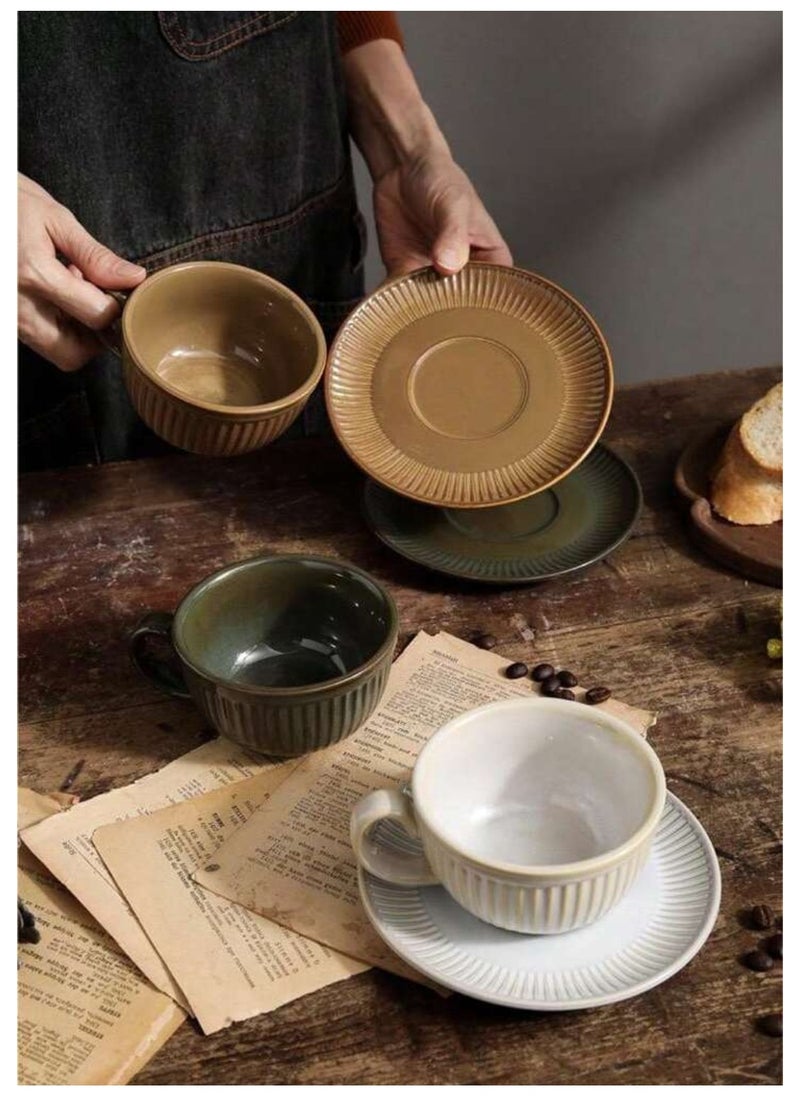 Qahwa Olive cup with saucer made of ceramic, perfect for enjoying hot drinks.  - Image 3