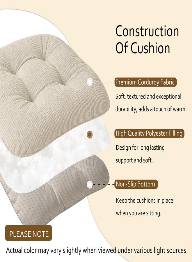 ELFJOY Dining Chair Cushions Set of 2 Thick Non Slip Kitchen Chair Pads with Ties Comfortable Indoor Kitchen Seat Cushions 18" x 18" x 3" Beige - Image 3