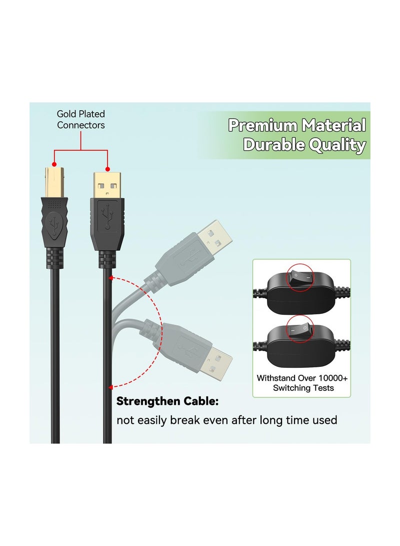 USB Printer Splitter Cable, 1 to 2 Out Y Cable, Gold Plated USB B Male to Dual USB A Male Connectors for Sharing One Printer, Scanner, or Fax Machine Between Two Computers. - Image 4