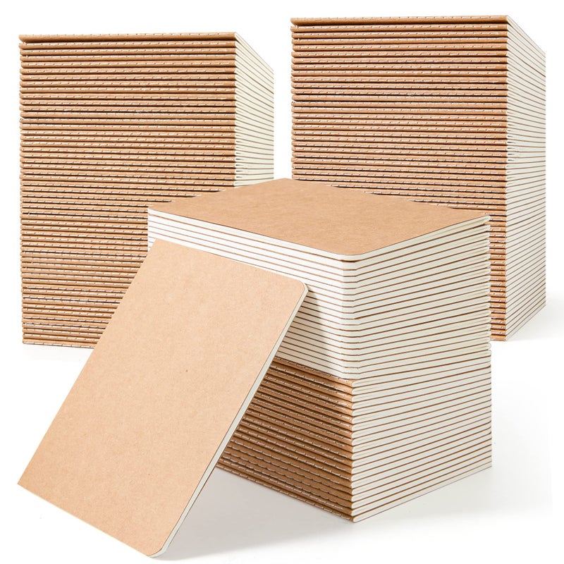 feela 170 Pack Blank Kraft Notebooks Unlined Sketchbook Mini Cute Note Pad for Drawing Writing Journal Bulk For Kids Students Office School Supplies A6 48 Pages 425 X 55 Brown