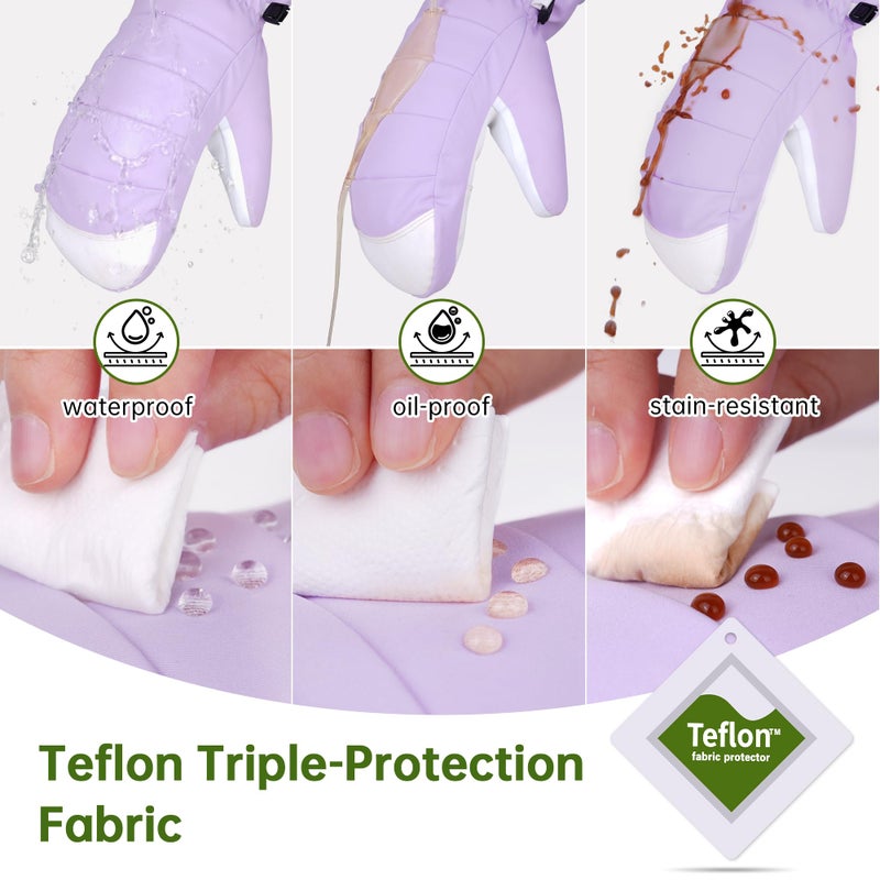 EXski Ski Mittens for Women, Waterproof Snow Ski Gloves for Snowboard, Winter Warm Mitts with Touchscreen - Image 2
