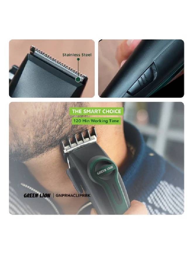 Green Lion Professional Hair Clipper, Type-C Charging, LED Indicator, 4 Size Combs