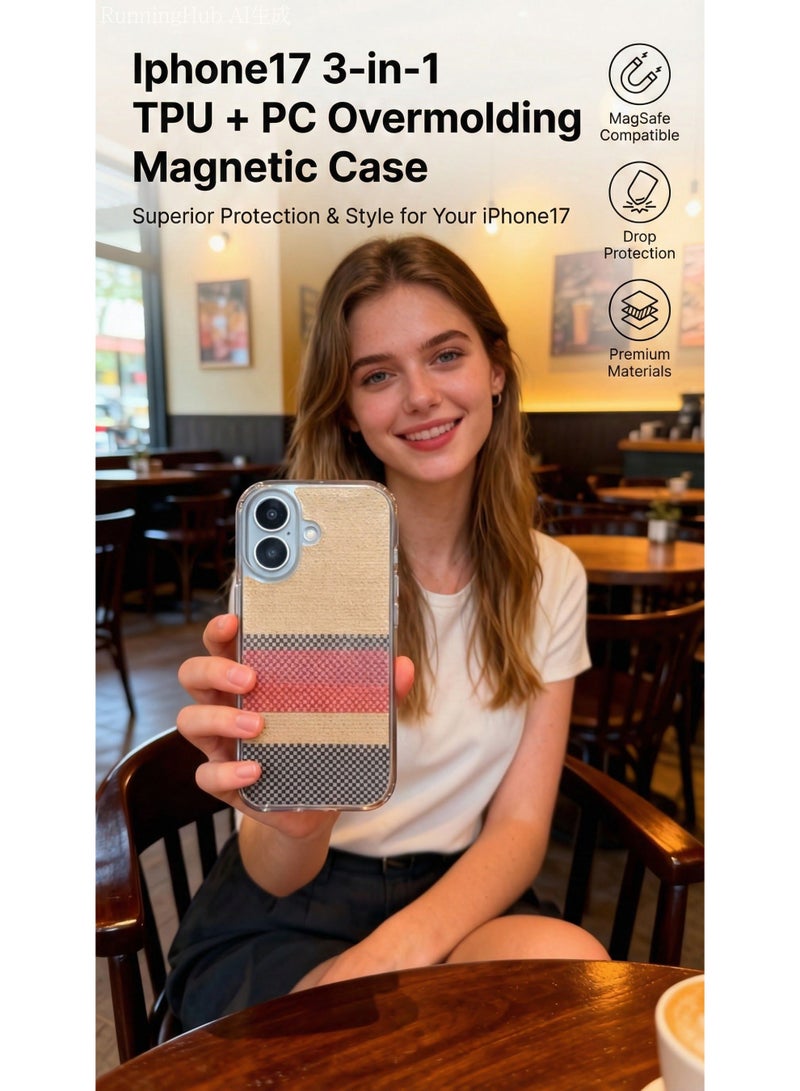 ThangCore Iphone17，3 in 1 TPU + PC Overmolding Magnetic Creative Design Phone Case - Image 1