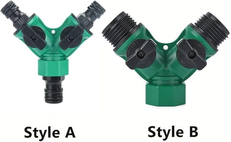 Set A 2 Way Garden Hose Splitter Connector with Shut Off Valve for Faucet Watering and Irrigation - Image 3