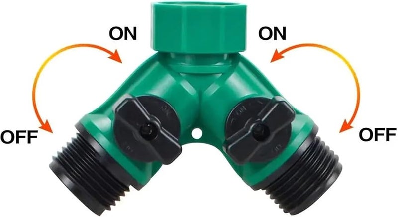 Set A 2 Way Garden Hose Splitter Connector with Shut Off Valve for Faucet Watering and Irrigation - Image 4