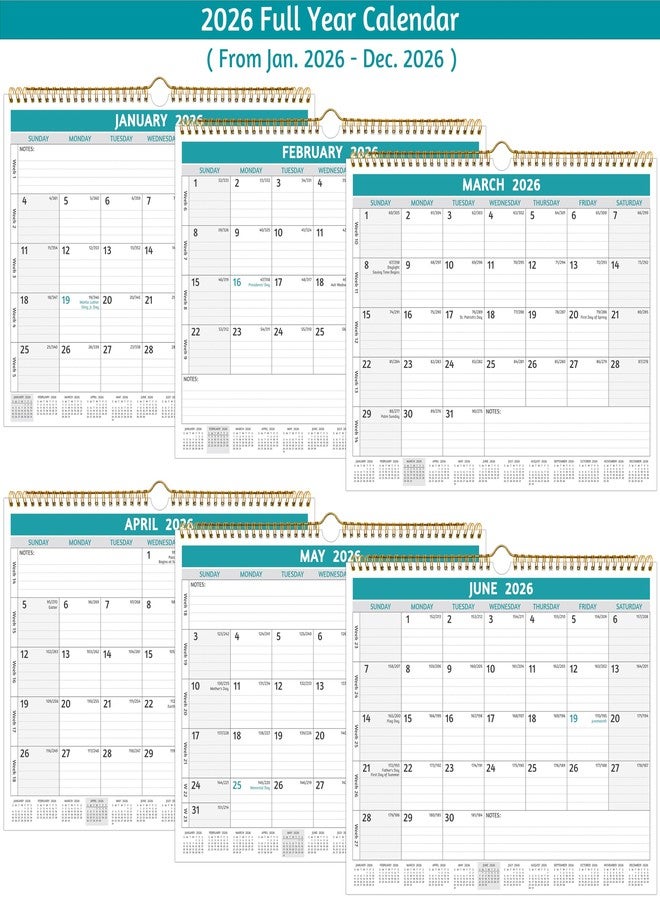 BowCuk 2026 Wall Calendar - 2026 Calendar, Jan 2026 - Dec 2026, 14.57 x 11.42 In, 12 Monthly Calendar 2026 with Thick Paper, Large Ruled Blocks ＆ Notes, Week’s Number, Holidays, Yearly Overview - Image 5