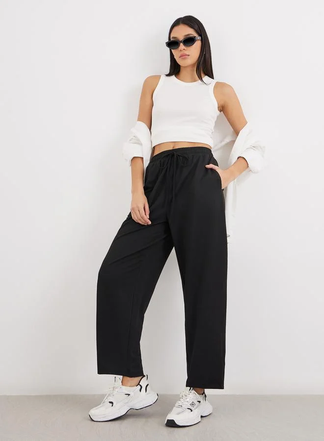 ستايلي Styli Women Black Straight Leg Knitted Joggers