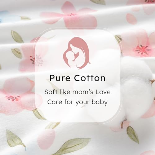 FIEMOL Baby Sleep Sack 6-12 months, 100% Cotton Sleeping Sack for Newborn and Infant, 3 Pack Baby Wearable Blanket, 0.5 Tog Lightweight Double Zipper Sleep Bag Medium Pink Butterfly Flower - Image 5