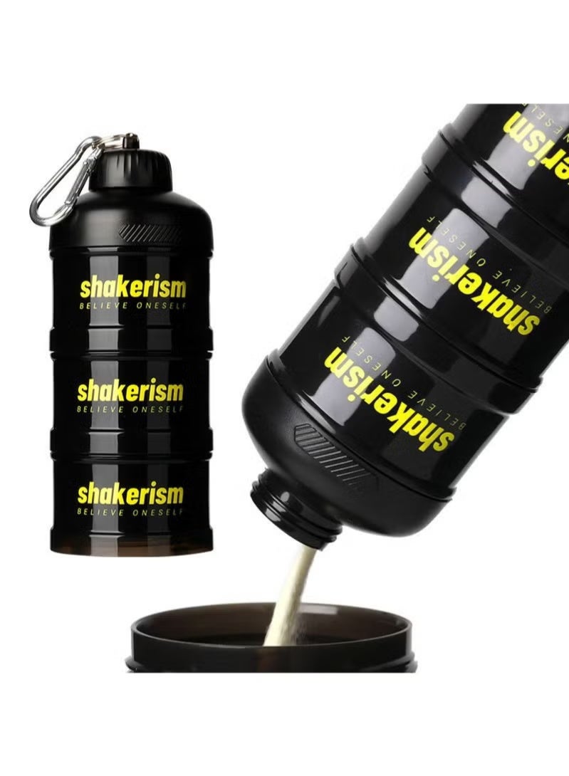 Aikanbo Triple Protein Powder Storage Funnel Travel Protein Powder Container To Go with Carabiner & Reinforced Caps to Stop Spills - Protein & Pre Workout Powder Supplement Funnel for Bottles & Shakers - Image 1