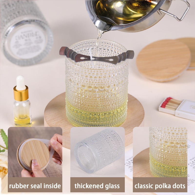 DARJEN 8 Pack Clear Candle Jars for Making Candles- 14 OZ Empty Glass Candle Making Jars with Bamboo Lids and Labels, Candle Making Supplies Candle Containers for Home DIY - Image 3