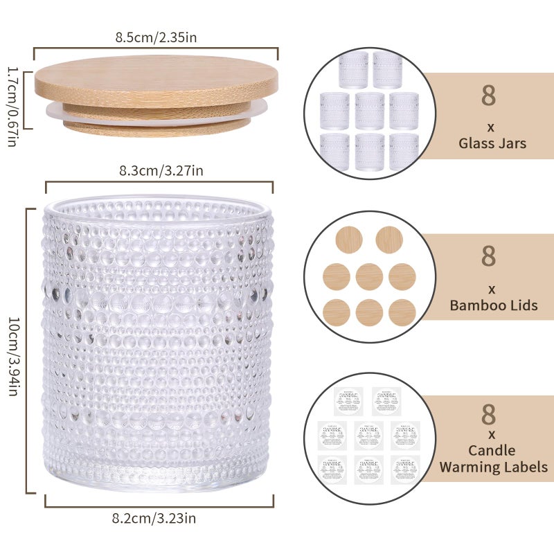 DARJEN 8 Pack Clear Candle Jars for Making Candles- 14 OZ Empty Glass Candle Making Jars with Bamboo Lids and Labels, Candle Making Supplies Candle Containers for Home DIY - Image 2