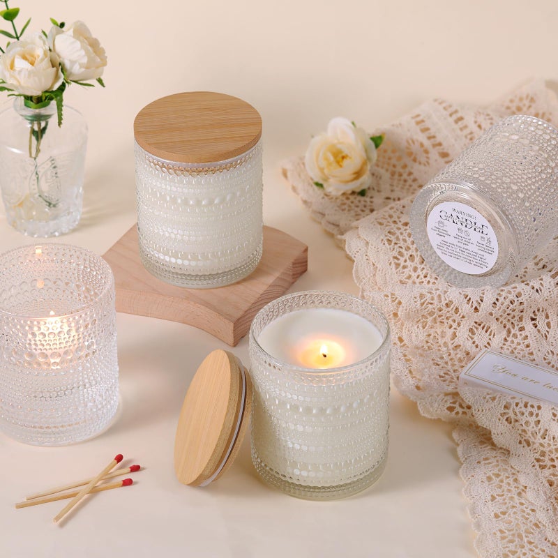 DARJEN 8 Pack Clear Candle Jars for Making Candles- 14 OZ Empty Glass Candle Making Jars with Bamboo Lids and Labels, Candle Making Supplies Candle Containers for Home DIY - Image 4