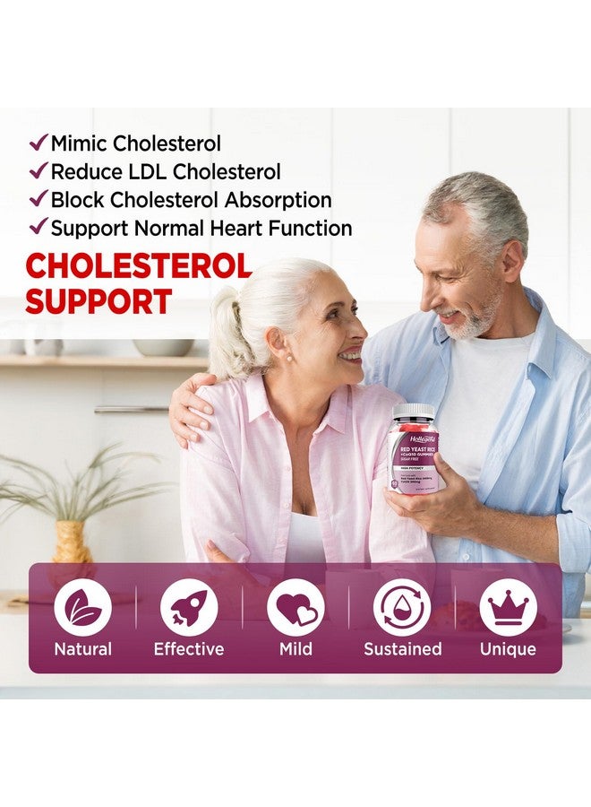 هوليجيند أرز الخميرة الحمراء من هوليجند مع حلوى جيلاتينية من إنزيم كيو 10، خالي من السكر، أرز الخميرة الحمراء العضوي، 2400 ملغ، مكملات غذائية لخفض الكوليسترول، معزز بإنزيم كيو 10 المساعد 200 ملغ لدعم صحة القلب، 60 قرصًا - Image 4