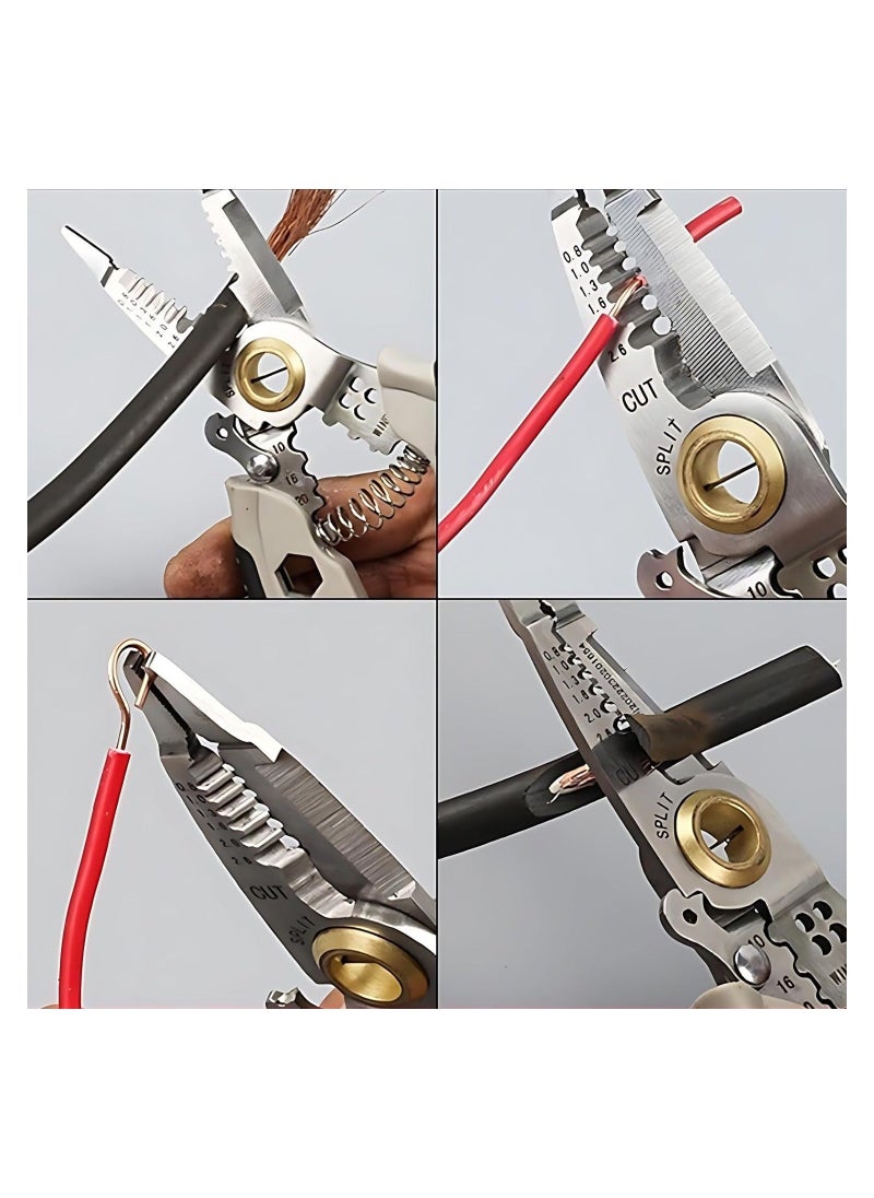 Generic - 7-Inch Multipurpose Wire Stripper, 2024 New Professional Wire Stripping Tool for Electricians, Self-Adjusting, Stripping, Cutting and Crimping Capabilities, Ideal for Electrical Cables Stripping - Image 1