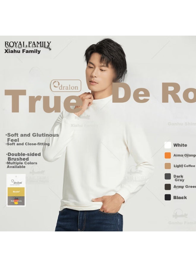 Xiahu Shijia [ Autumn New] Genuine De Rong Half High Collar Double-sided Brushed Warm Long Sleeve Uni Base Layer T-shirt 106a - Image 3