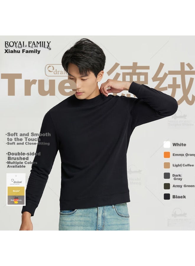 Xiahu Shijia [ Autumn New] Genuine De Rong Half High Collar Double-sided Brushed Warm Long Sleeve Uni Base Layer T-shirt 106a - Image 1