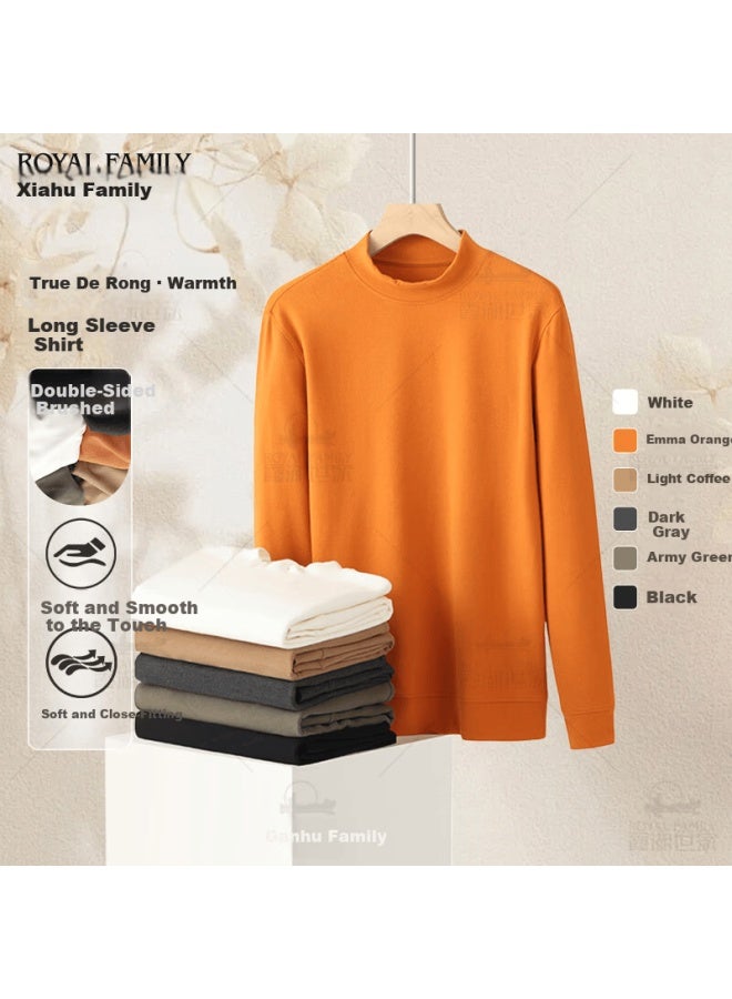 Xiahu Shijia [ Autumn New] Genuine De Rong Half High Collar Double-sided Brushed Warm Long Sleeve Uni Base Layer T-shirt 106a - Image 4
