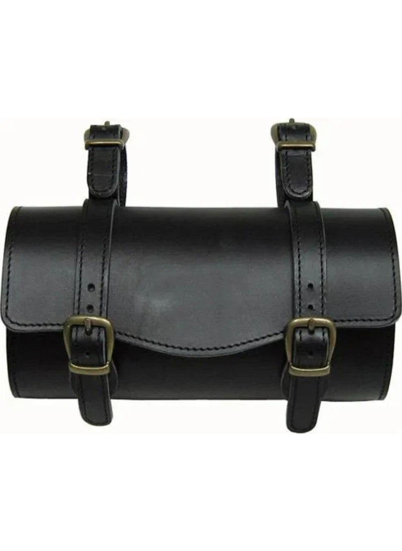 Ebakbak Motorcycle Leather Medium Size Sausage Bag Chopper Mod Black 