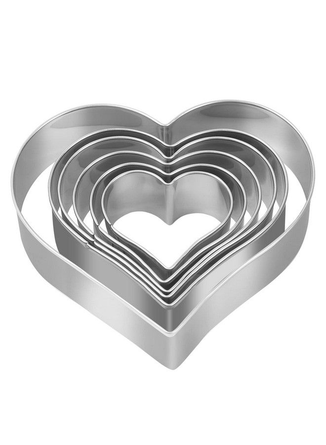 SOSOHOME Heart Cookie Cutter Set 6 Piece 3 4/5" 3 1/5" 2 4/5" 2 3/5" 2 1/5" 1 4/5" Heart Shaped Cookie Cutters Stainless Steel Biscuit Pastry Cutters - Image 1