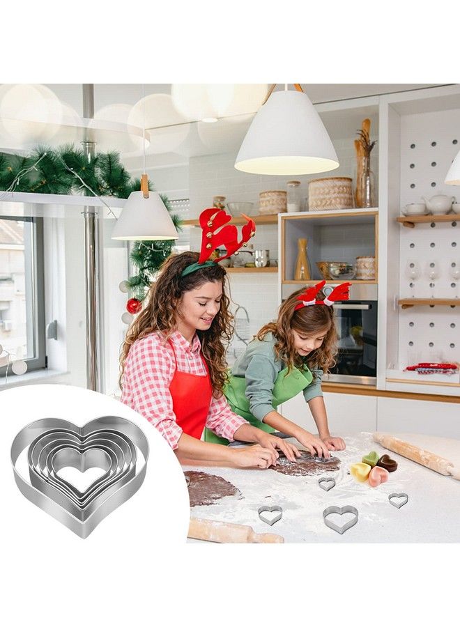 SOSOHOME Heart Cookie Cutter Set 6 Piece 3 4/5" 3 1/5" 2 4/5" 2 3/5" 2 1/5" 1 4/5" Heart Shaped Cookie Cutters Stainless Steel Biscuit Pastry Cutters - Image 5