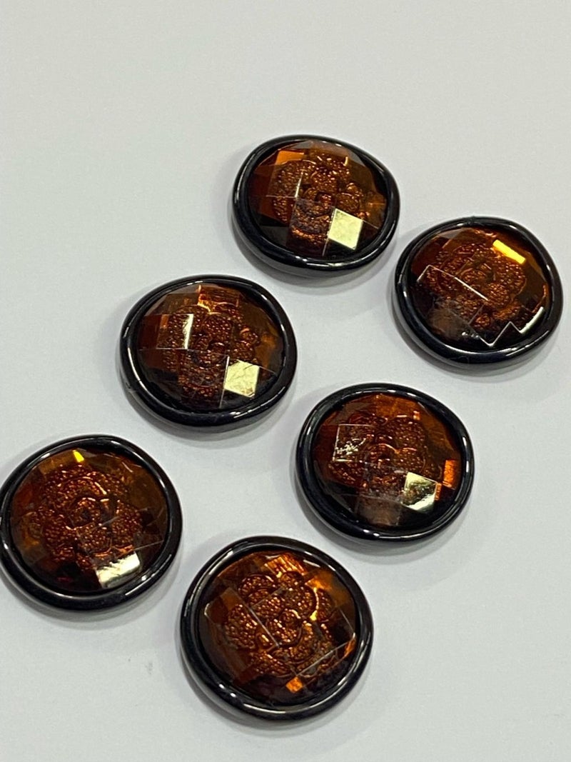 Karan Tuhafiye Karan Haberdashery Jacket and Cufflinks Italian Button Set of 6 Red Brown 2 cm D2002 - Image 1