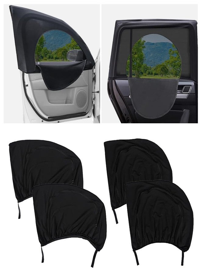Turcee 4PCS Car Window Shades with Zipper,Breathable Car Window Cover Baby Window Shades for Car,Camping Essentials Side Window Sun Shade for Privacy Protection Fits Most Cars - Image 1