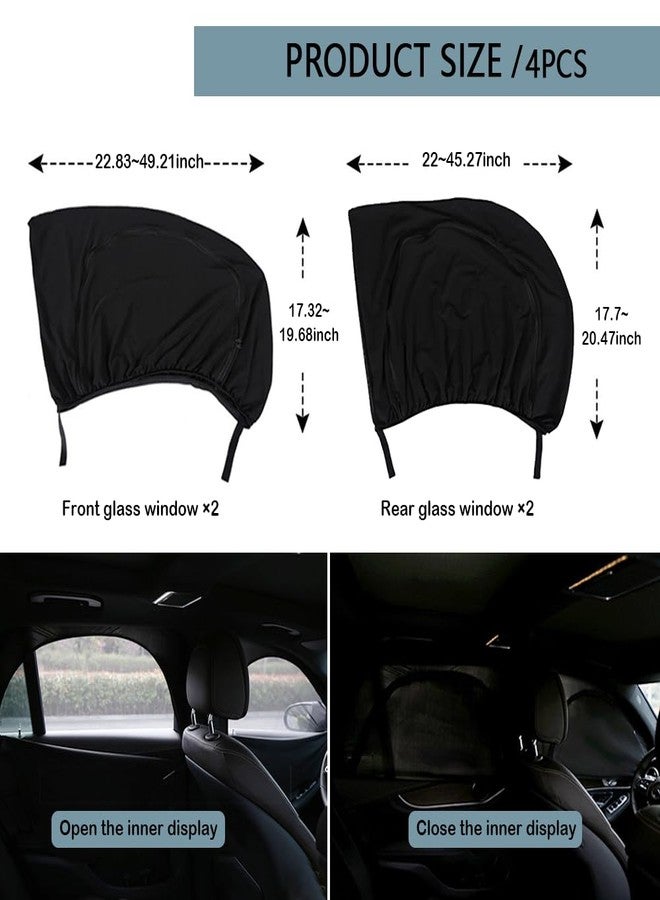Turcee 4PCS Car Window Shades with Zipper,Breathable Car Window Cover Baby Window Shades for Car,Camping Essentials Side Window Sun Shade for Privacy Protection Fits Most Cars - Image 2
