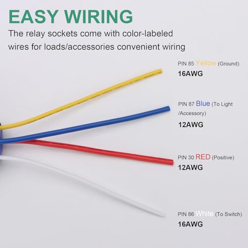 Weasch 2 Pack Waterproof Relay Kit, 12V 80A, 4 Pin SPST, 12 AWG Tinned Copper Wires Heavy Duty Automotive Relay for Automotive Car Marine Boat (2) - Image 2