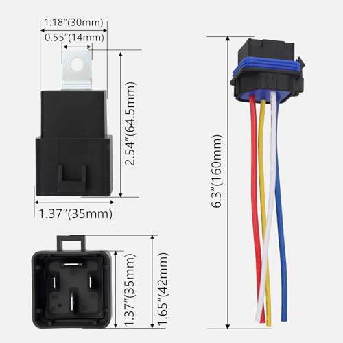 Weasch 2 Pack Waterproof Relay Kit, 12V 80A, 4 Pin SPST, 12 AWG Tinned Copper Wires Heavy Duty Automotive Relay for Automotive Car Marine Boat (2) - Image 5