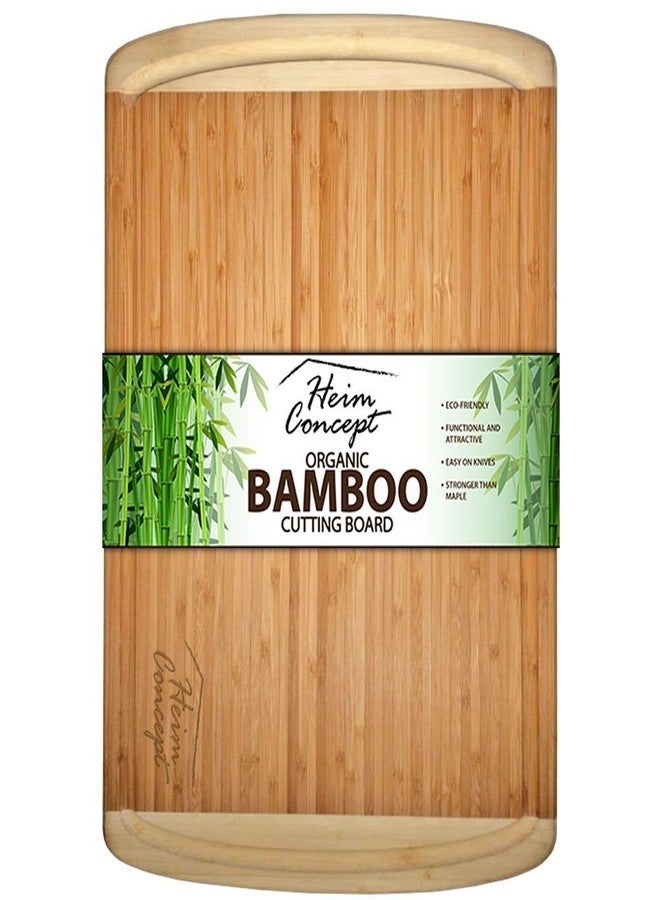 Heim Concept Organic Bamboo Large Cutting Board with End Groove, Beige - Image 1