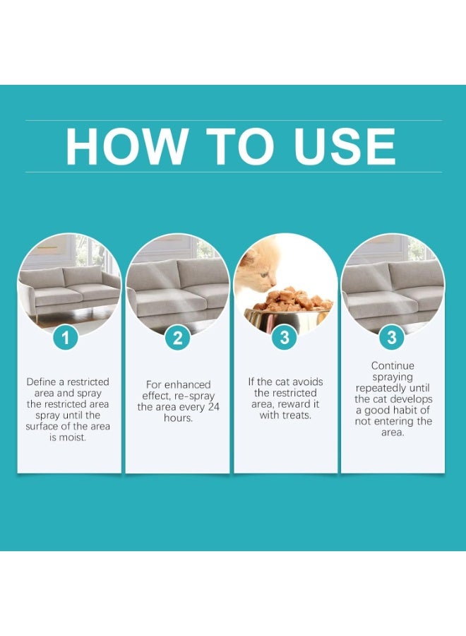 ييبونغ بخاخ رادع للحيوانات الأليفة، بخاخ مضاد للخدش للقطط - بخاخ مضاد للخدش للتدريب على مكافحة الخدش - واقي الأثاث للسجاد والستائر والأقمشة، مساعد للتدريب على إيقاف الخدش بتركيبة الصبار الملطفة للبشرة (موصى به من الطبيب البيطري 100 مل) - Image 3