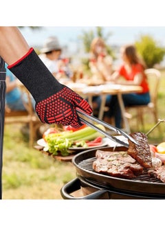 DubaiGallery Silicone Anti-Slip Stripe Heat Proof Oven Gloves 500~800℃ Heat Resistant Grill Gloves for Outdoor Barbecue Garden Grilling Kitchen Cooking Welding  - Image 4