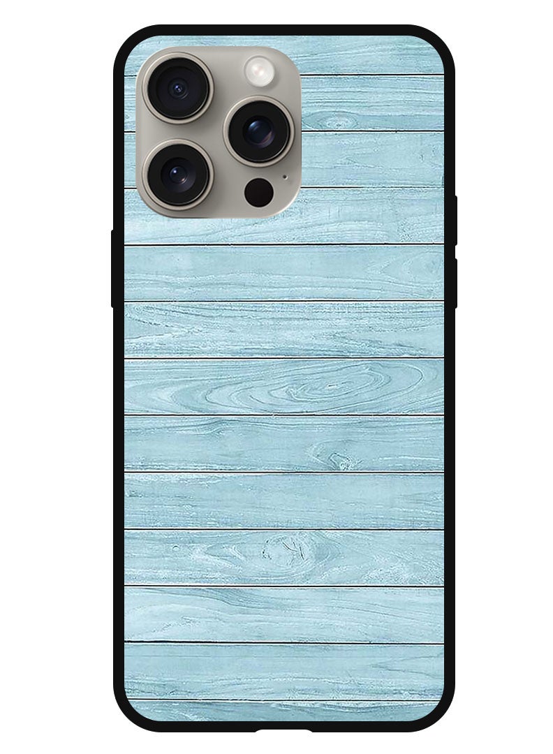 Theodor Protective Case Anti Scratch Shock Proof Bumper Cover For iPhone 15 Pro Max Light Blue Wood - Image 1