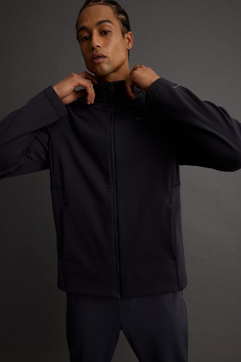 DeFacto Grey Man DeFactoFit Waterproof Slim Fit Zippered Softshell Rain Jacket Casual - Image 1