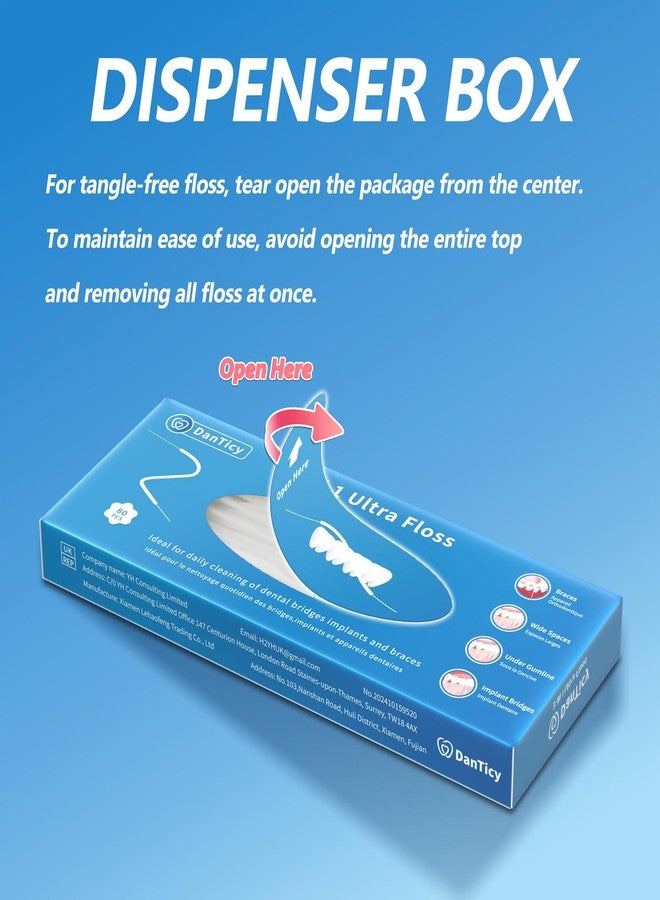 DanTicy 3-in-1 Floss, 80 Pre-Cut Strands with Threader & Spongy Brush, Specialized Teeth Cleaning for Teens and Adults with Bridges or Implants - Image 5