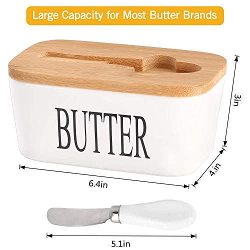 Hedrix Large Butter Dish with Lid for Countertop, Ceramic Butter Container With Airtight Cover, Butter Keeper for Counter or Fridge, White Butter Holder Storage… - Image 3