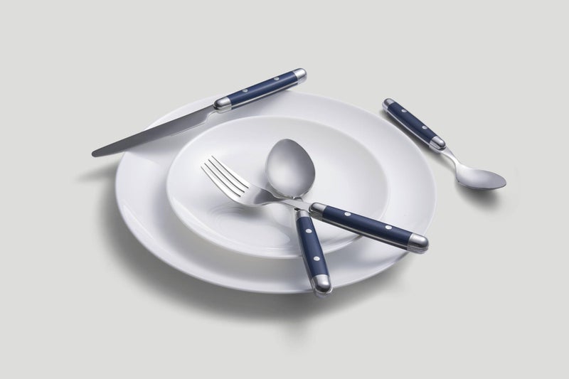 Cambridge Silverware Set, Jubilee Blue 16-Piece Flatware Set, Service For 4, 18/0 Stainless Steel, Knives Spoons And Forks Sets, Dishwasher Safe, Home And Kitchen Utensils (Black/Silver, 16 Piece) - Image 4