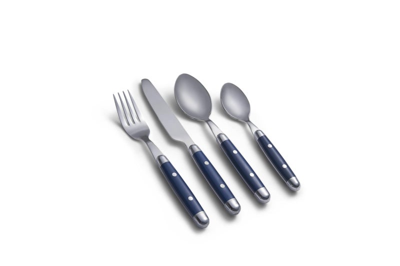 Cambridge Silverware Set, Jubilee Blue 16-Piece Flatware Set, Service For 4, 18/0 Stainless Steel, Knives Spoons And Forks Sets, Dishwasher Safe, Home And Kitchen Utensils (Black/Silver, 16 Piece) - Image 3