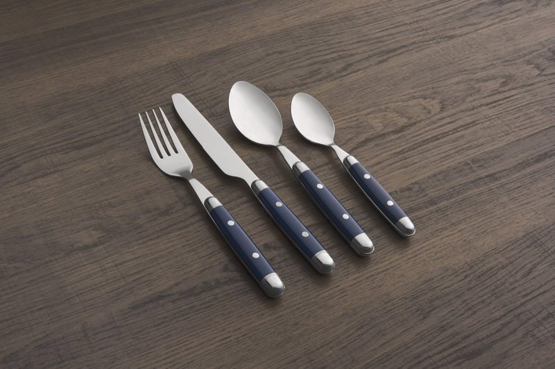 Cambridge Silverware Set, Jubilee Blue 16-Piece Flatware Set, Service For 4, 18/0 Stainless Steel, Knives Spoons And Forks Sets, Dishwasher Safe, Home And Kitchen Utensils (Black/Silver, 16 Piece) - Image 5