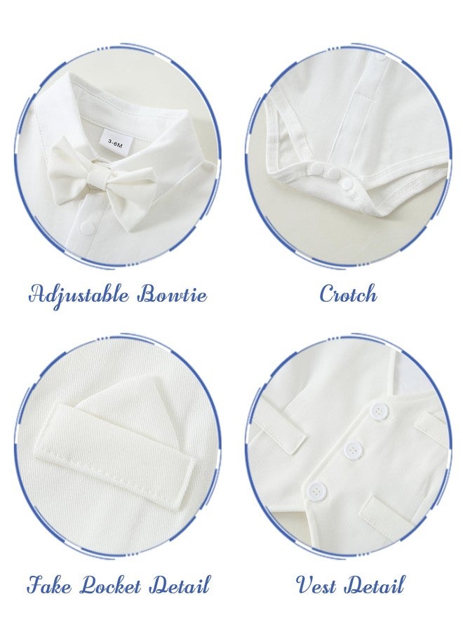 CARETOO Baptism Outfits for Boys White Dress Shirt/Vest/Bow Tie/Pants 0-3 Months Baby Boy Clothes 3-6 Months - Image 5