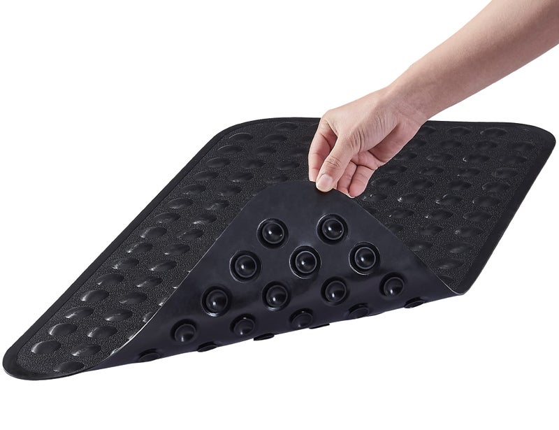 Yanzifly Bathtub Mat Non Slip Bath Mat for Tub Silicone Soft  Safe Bath Tub Mat Non Slip Shower Mats Suction Cups Bath Tub Anti Slip Matt for Kids Elderly Non Toxic Machine Washable Black